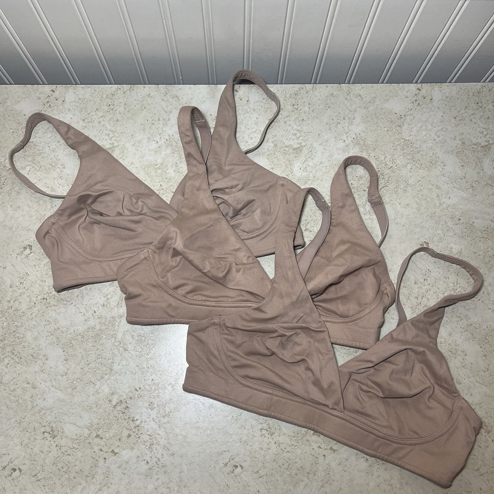 Soma Heidi Wireless Bralette Lot of 3 Nude Tan Beige Size 32A Unlined Bra Set